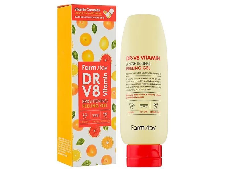 Пілінг-скатка для обличчя з вітамінним комплек FarmStay DR.V8 Vitamin Brightening Peeling Gel BC-00001118 фото