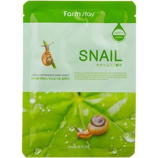 Тканинна маска для обличчя з муцином равлики FARMSTAY VISIBLE DIFFERENCE MASK SHEET SNAIL 5182 фото