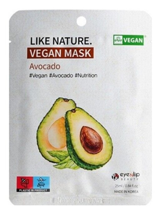 Тканевая маска для лица из авокадо Eyenlip Like Nature Vegan Mask Pack Avocado M237264 фото