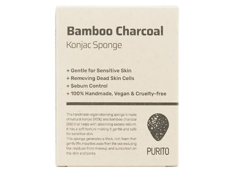Натуральний спонж &laquo;Конняку&raquo; для обличчя з деревним вугіллям Purito Bamboo Charcoal Konjac Sponge BC-00002316 фото