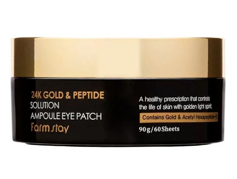 Гідрогелеві патчі під очі з золотом та пептидами FarmStay 24K Gold & Peptide Solution Ampoule Eye Patch BC-00001198 фото
