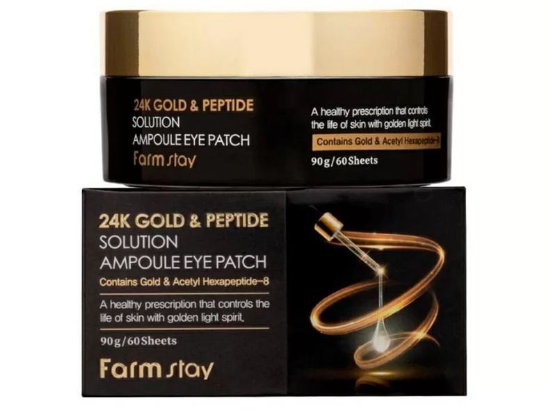 Гідрогелеві патчі під очі з золотом та пептидами FarmStay 24K Gold & Peptide Solution Ampoule Eye Patch BC-00001198 фото