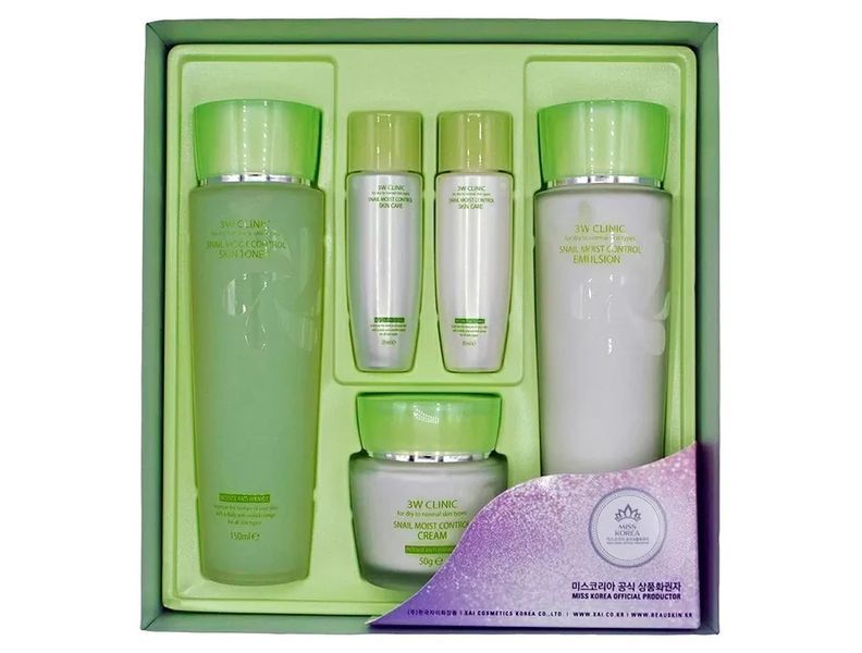 Набор для комплексного ухода за кожей лица со слизью улитки 3W Clinic Snail Moist Control Skin Care 3 Set BC-00000937 фото