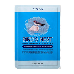 Восстанавливающая маска с экстрактом ласточкиного гнезда FARM STAY VISIBLE DIFFERENCE BIRDS NEST AQUA MASK PACK FRM029 фото