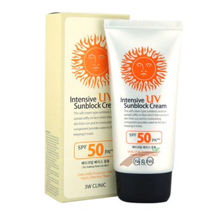 Легкий солнцезащитный гипоаллергенный крем 3W CLINIC Intensive UV Sunblock Cream SPF50+ PA+++ 1164 фото