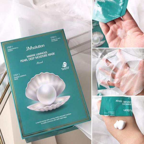Трикроковий зволожувальний набір з протеїнами перлів JM SOLUTION MARINE LUMINOUS PEARL DEEP MOISTURE MASK Pearl 5051 фото