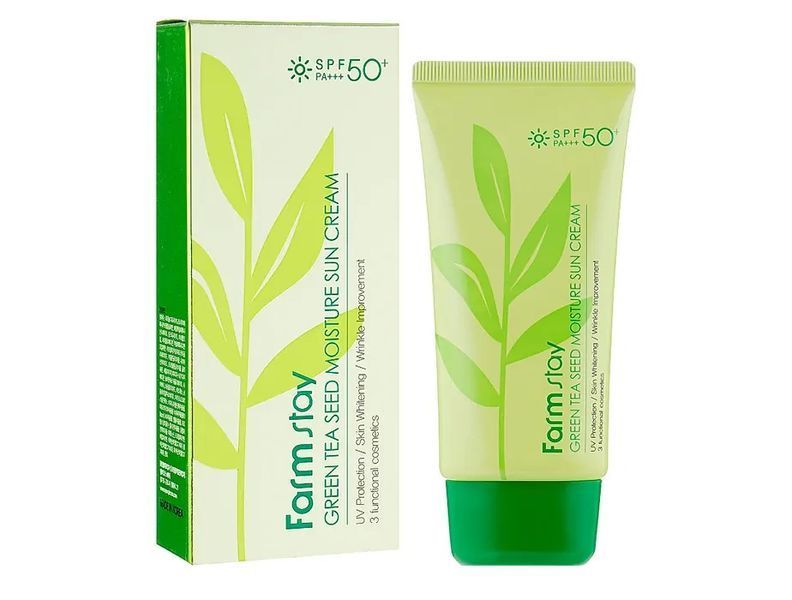 Зволожуючий сонцезахисний крем для обличчя FarmStay Green Tea Seed Moisture Sun Cream SPF 50+ PA+++ BC-00002392 фото