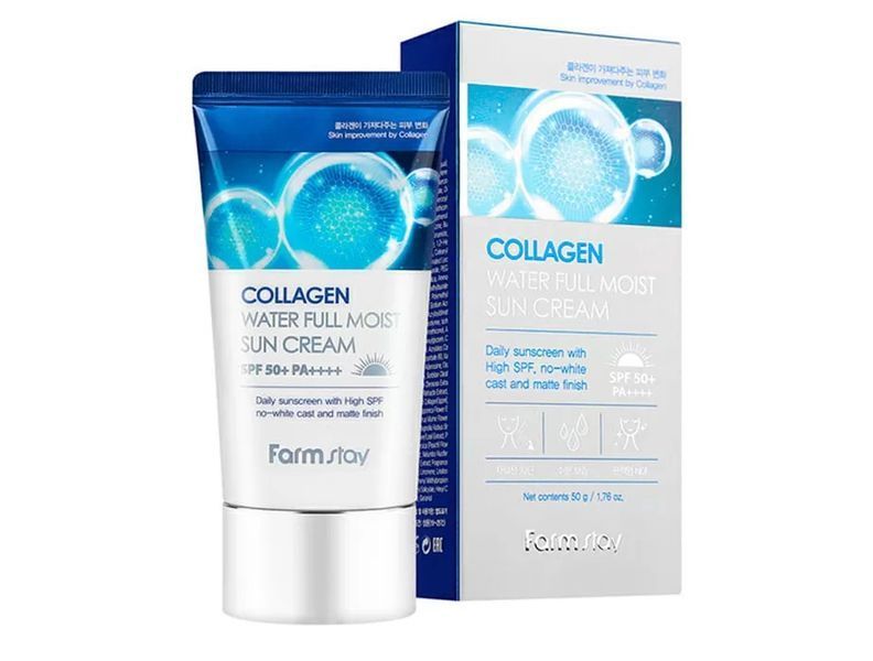 Зволожуючий сонцезахисний крем для обличчя з колагеном FarmStay Collagen Water Full Moist Sun Cream SPF 50+ PA++++ BC-00002022 фото