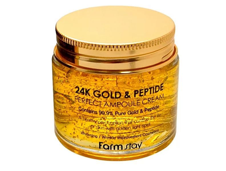 Ампульный крем для лица с золотом и пептидами FarmStay 24K Gold & Peptide Perfect Ampoule Cream BC-00001482 фото