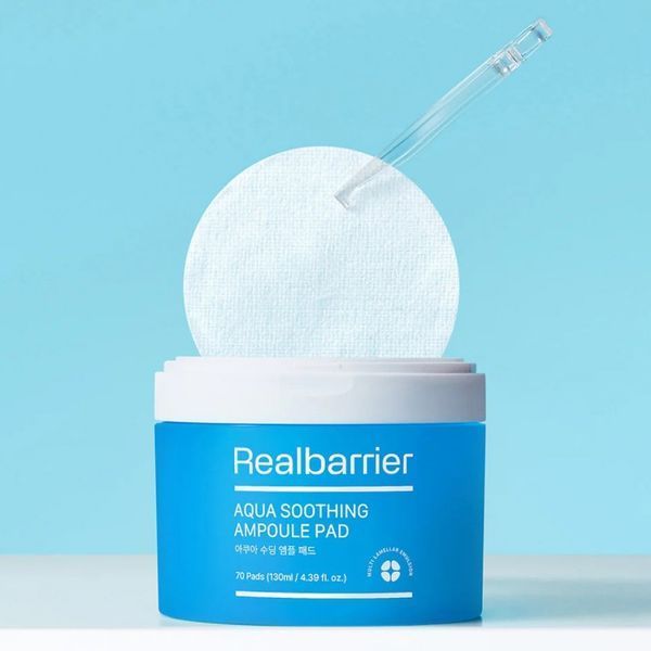 Тонер-педи зволожувальні для чутливої шкіри Real Barrier Aqua Soothing Ampoule Pad M239124 фото