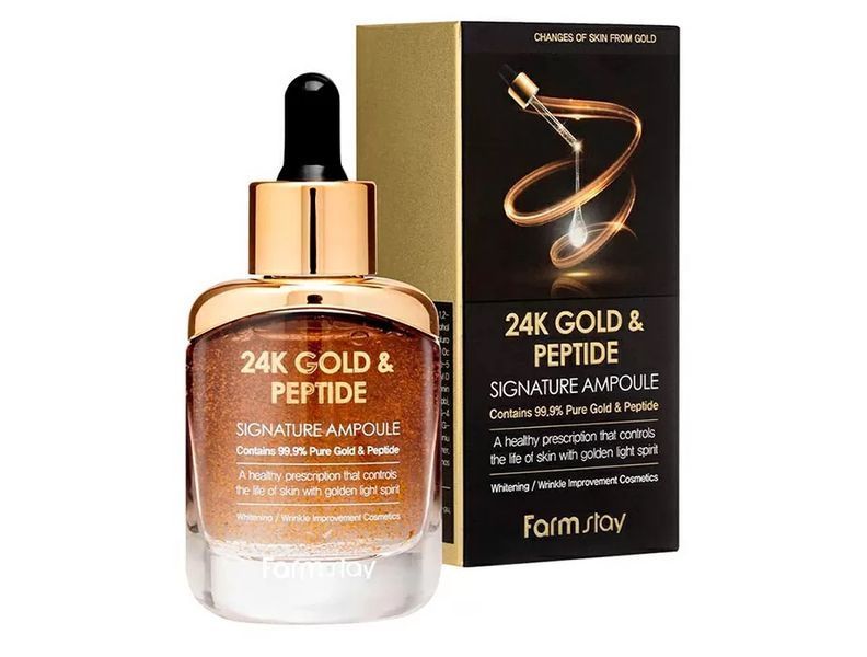 Концентрированная сыворотка для возрастной кожи FarmStay 24K Gold & Peptide Signature Ampoule BC-00001481 фото