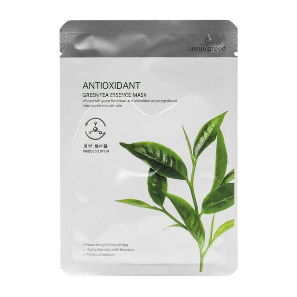 Тканевая маска для лица c экстрактом зеленого чая BeauuGreen Antioxidant Green Tea Essence Mask LTN0021 фото